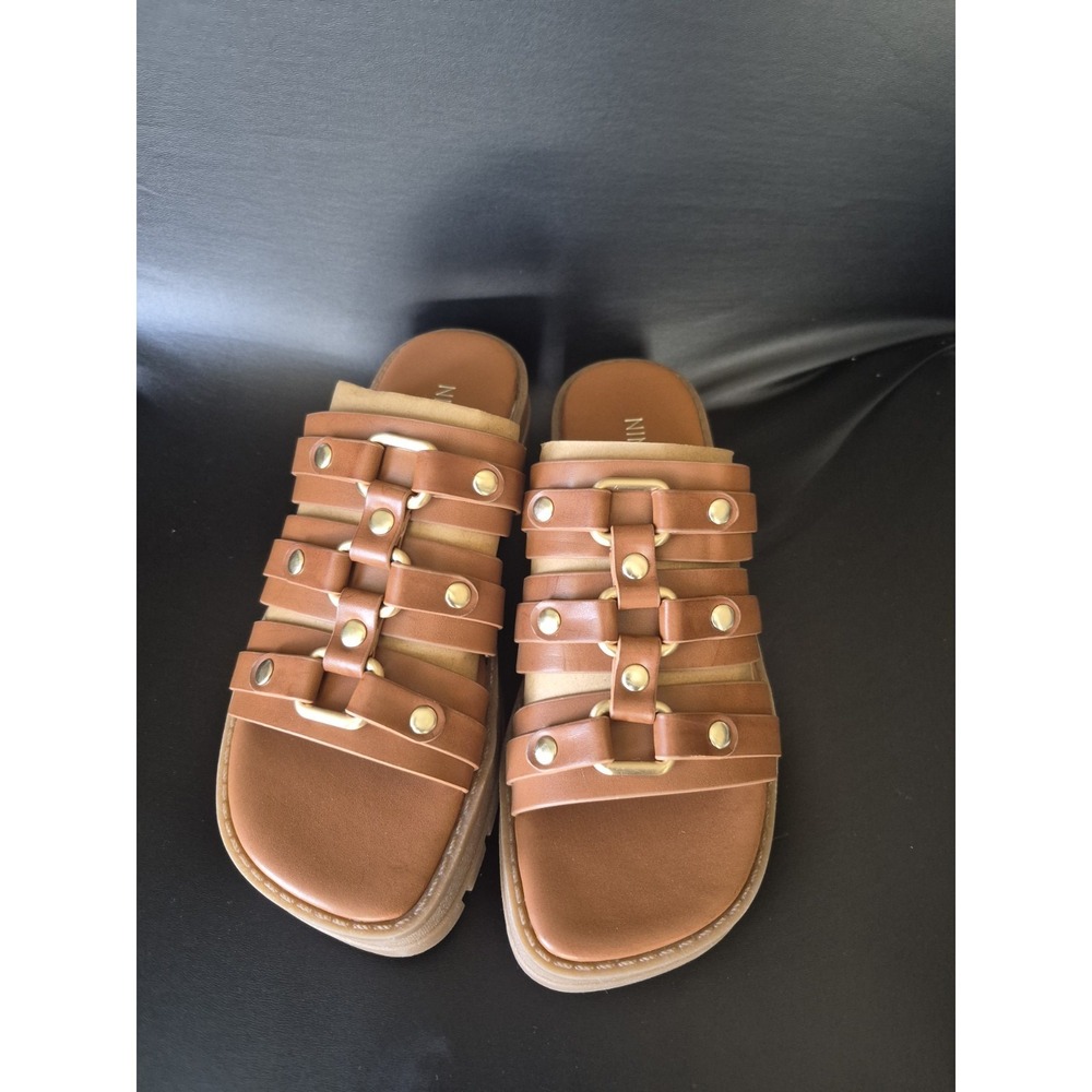 Nine West Women's Brown Lug Sole Slide Platform Chunky Heel Size 5M /3.5Y Girls - Picture 5 of 5